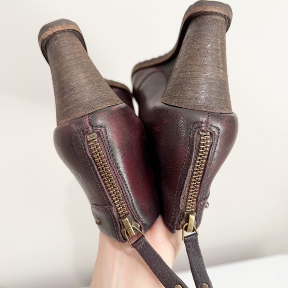 TRASK Tenley Wine Brush-Off Sheep Wedge Booties Leather 36-1273 Size 7 - Picture 8 of 13